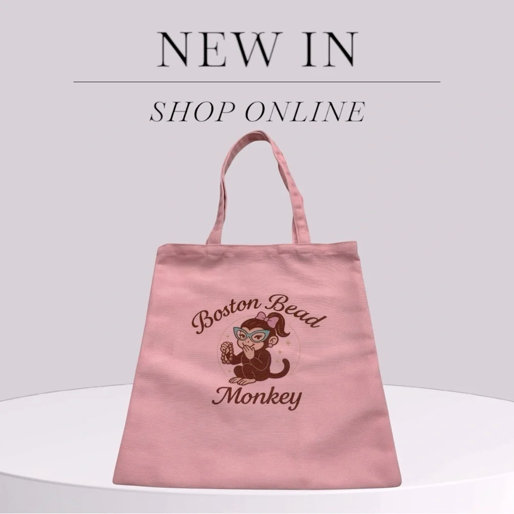 Adorable Heavy Duty Canvas Pink Tote Bag, For your Bead Stash Runs